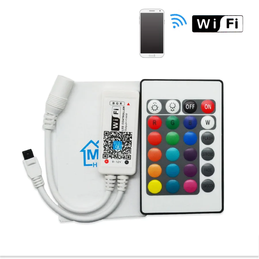 Светодиодная лента RGB RGBW Wifi LED Remote Control ler Android /IOS Mini + 24Key IR control для SMD 5050 3528 Strip