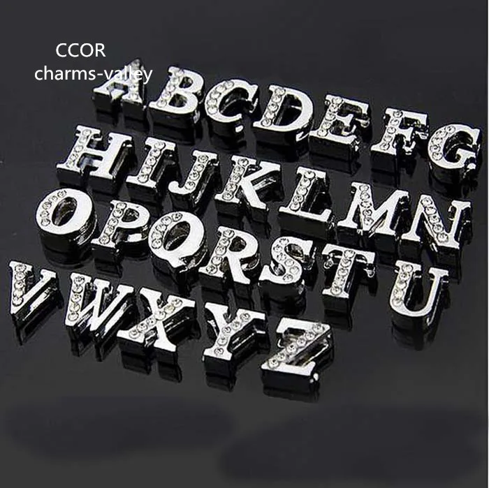CCOR 26 шт-1300 шт 8 мм прозрачные стразы на одной половине A-Z слайдовые буквы DIY браслет