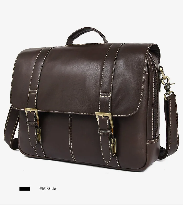 Men's Briefcase Real Leather Business Travel Vintage 15" Laptop Ipad Bags Brand Designer Large Shoulder Hand Bag Tote |