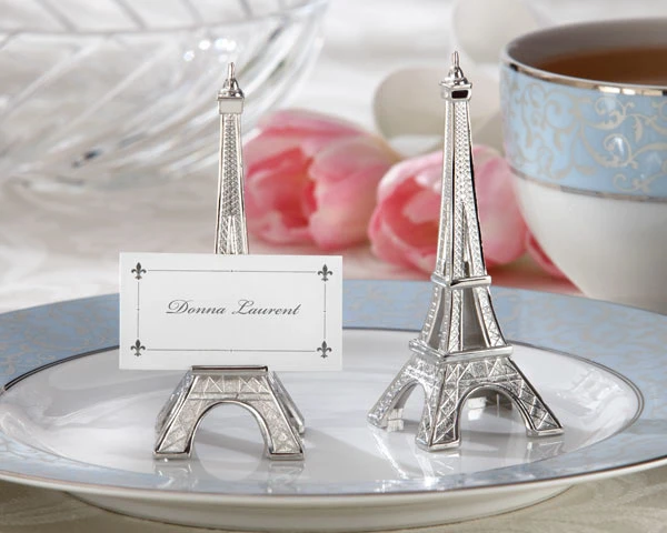 

New Arrival Factory Directly Sale Wedding Favor "Evening In Paris" Eiffel Tower Silver-finish Place Card Holder Wholesale