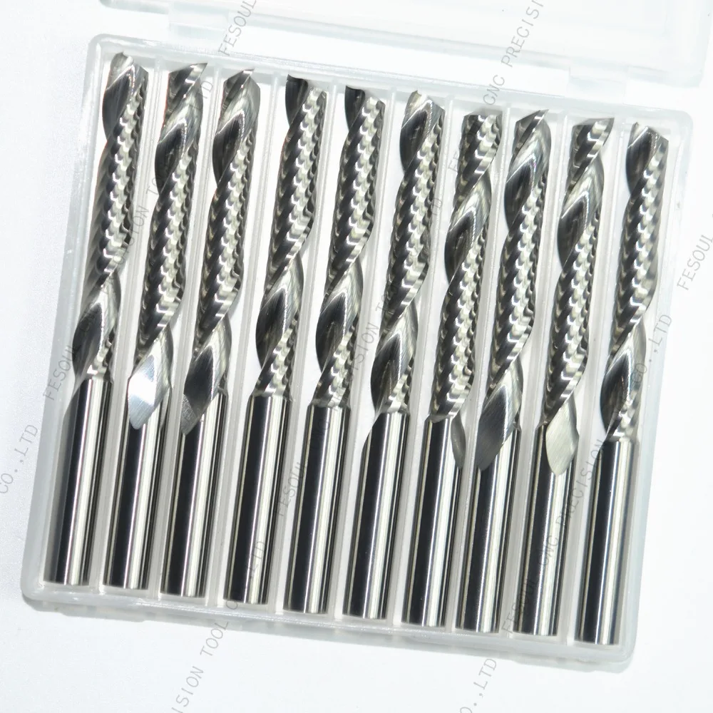 10PCS-6mm* 42 мм, твердый карбид cnc Концевая фреза, Концевая фреза для деревообработки, 1 Флейта Спираль Фрезы, фрезы по дереву, ПВХ фреза