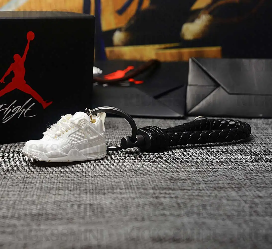 DIY ретро OG Air Jordan 4 все белые 3D Мини Jordan Брелок в виде кроссовка сумка коробка кулон пара Кукла аксессуар
