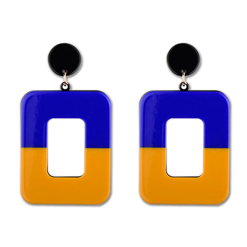 2018 новые корейские стильные цветные квадратные акриловые Висячие серьги для