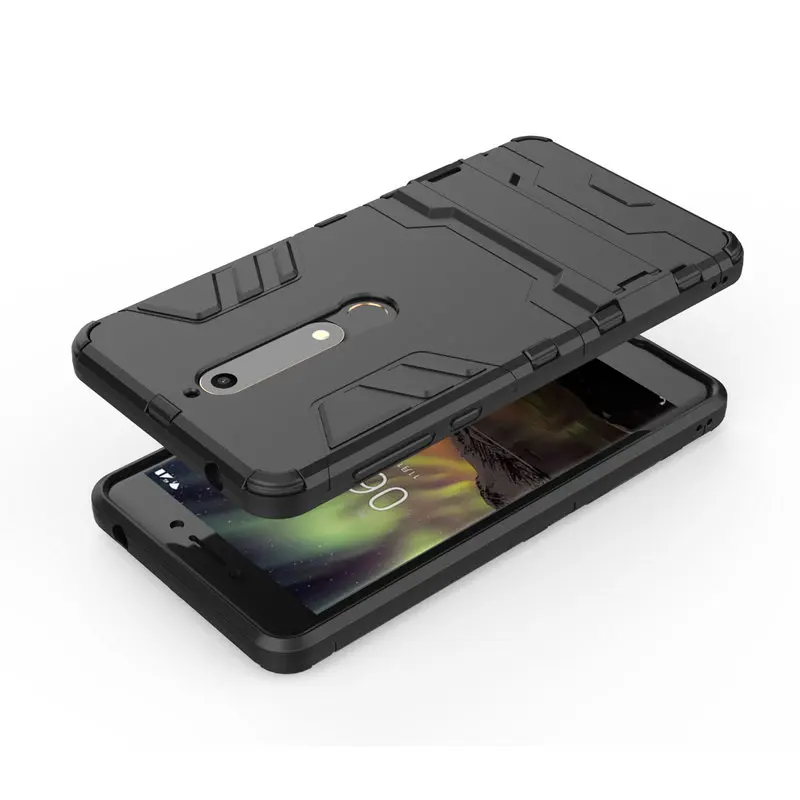 Броня противоударный чехол для Nokia 6 2018 3D щит PC + силиконовый телефона 1 Fundas Coque |