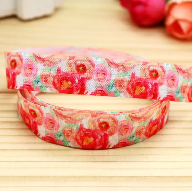 

5/8'' Free shipping Fold Elastic FOE flowers printed headband headwear hairband diy decoration wholesale OEM H4900