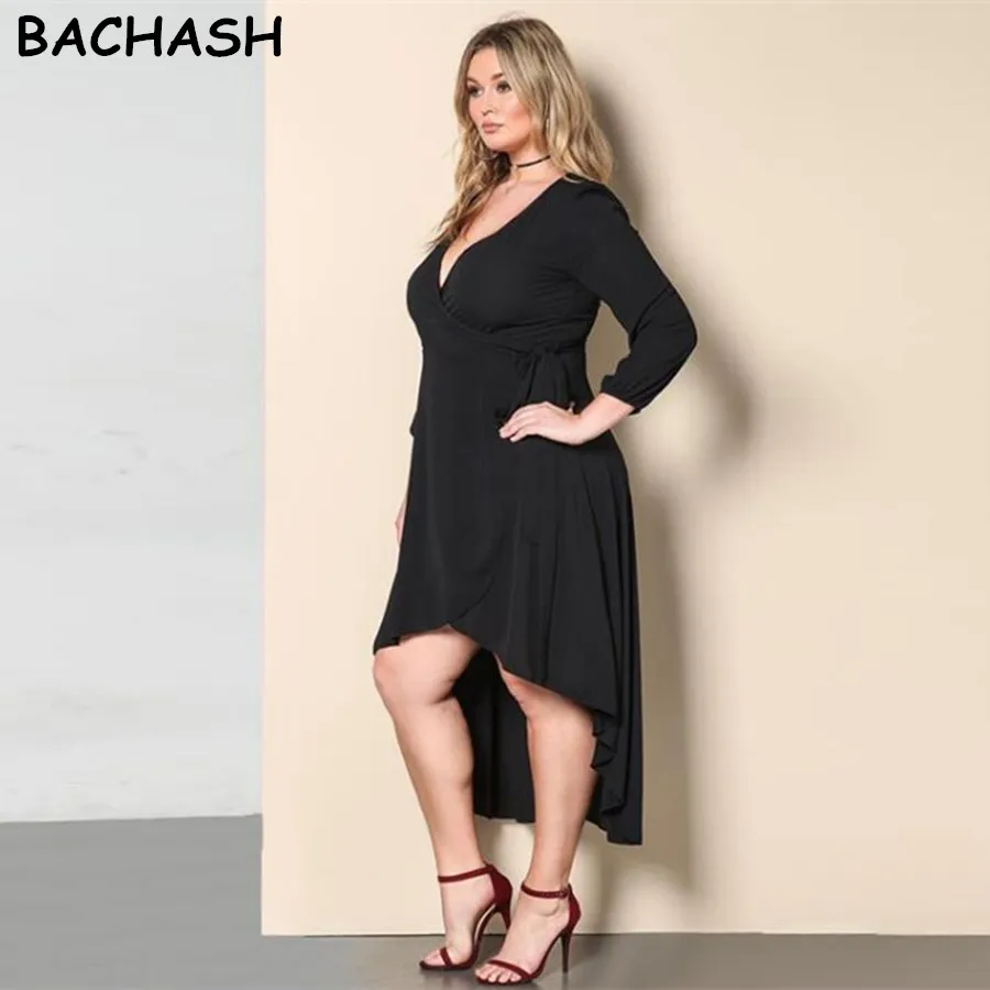 Женское платье миди с V образным вырезом большого размера|vestidos plus|plus size dressdresses big