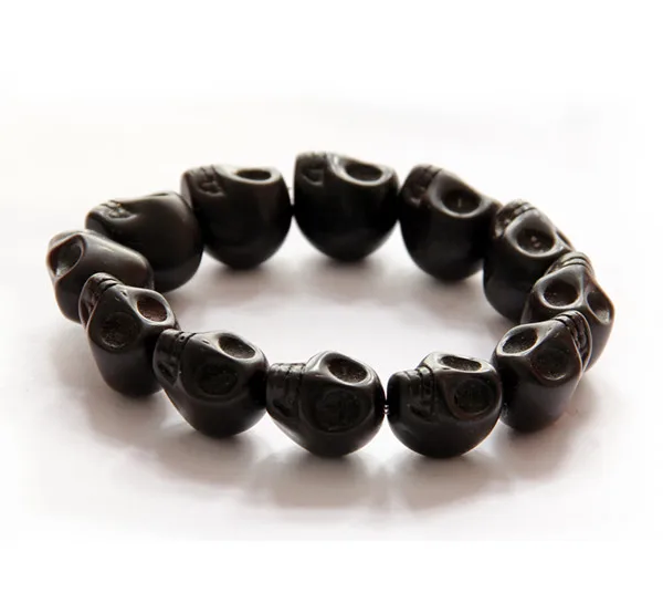 BEAUCHAMP черный череп мужские браслеты тянущийся шнур Bbracelet ювелирные изделия эластичное драгоценное украшение из природного камня дизайнерский браслет Бижутерия Винтаж
