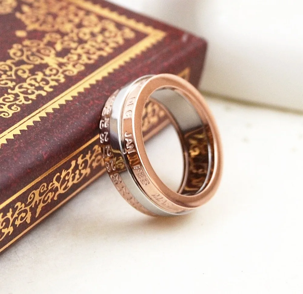 Женское и мужское кольцо с цифрами HFYK розовое золото из нержавеющей стали для