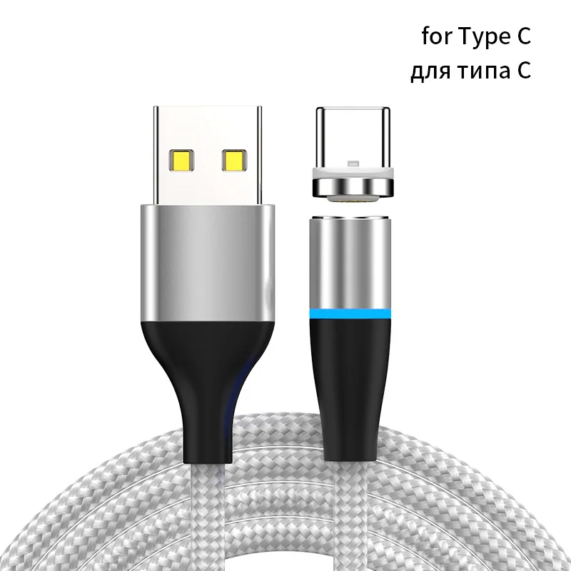 silver for USB C Магнитный зарядный Micro USB кабель для samsung 5A 3AFast зарядный кабель магнитное зарядное устройство Microusb Android телефонный кабель Шнур для передачи данных - Цвет: silver for USB C
