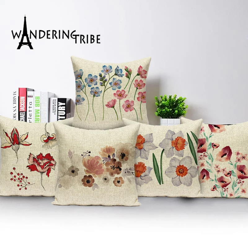 

Ботанические наволочки для подушек, домашние декоративные подушки, чехол с растениями, весенние наволочки, индивидуальное качество, Kissen 45*45