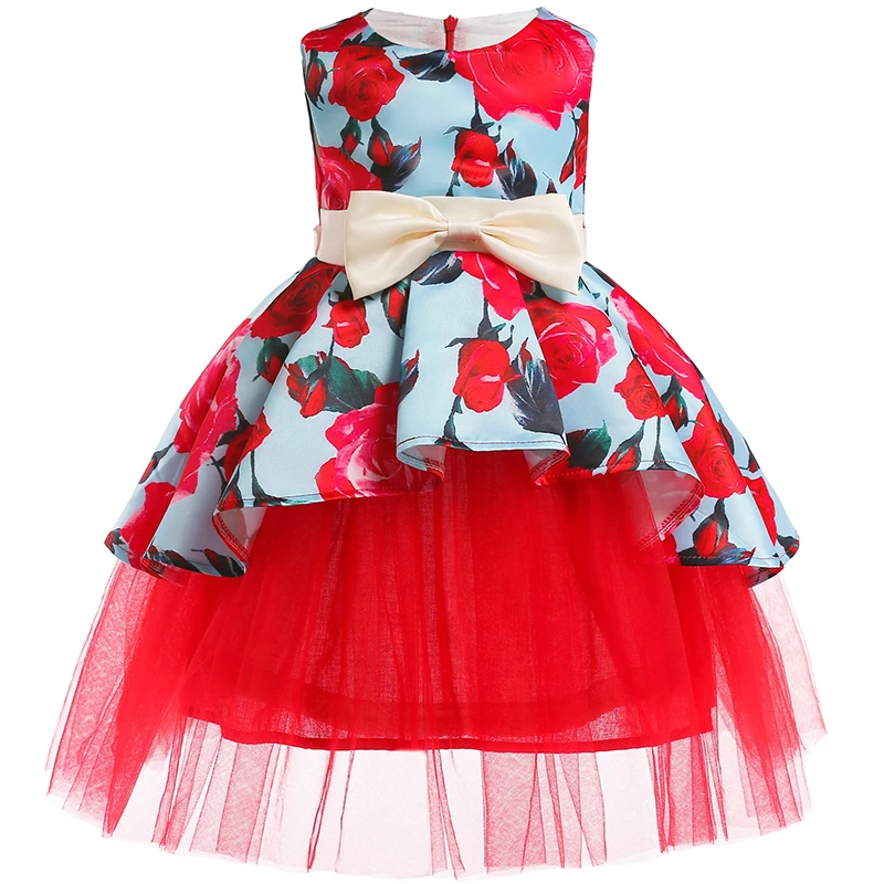 Christmas Costume Girls Flower Dres Princess Girl's New Year Party Dress Kids Children Vestidos Formal Bow for 2-10 years | Детская