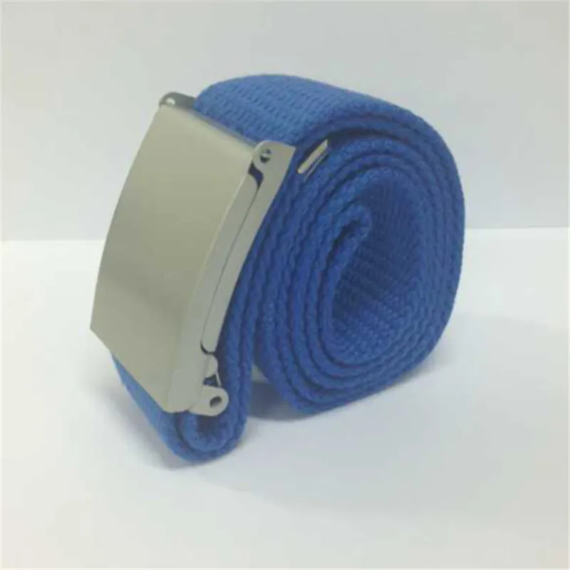 New Arrivals 110cm Belts Multicolor Unisex Plain Webbing Cotton Canvas Metal Buckle Belt Clothing Accessories Women Men Unisex