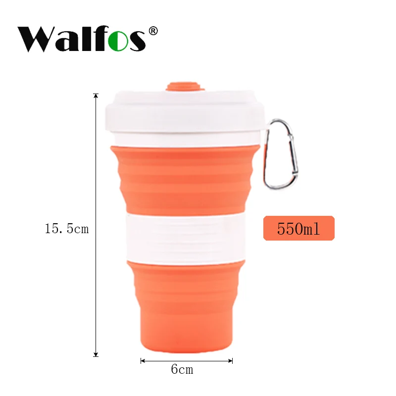 WALFOS Silicone folding cup can be filled with boiling water portable telescopic cup travel outdoor soft water cup - Цвет: E0177-OE