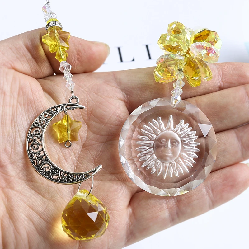 H & D хрустальный шар звезда солнце луна Ловец снов радуга окно подвесной кристалл