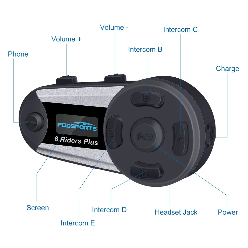 Fodsports 2 шт V6 плюс домофон мотоциклетный шлем домофон Bluetooth шлем гарнитура 1200 м Intercomunicador BT домофон FM светодиодный