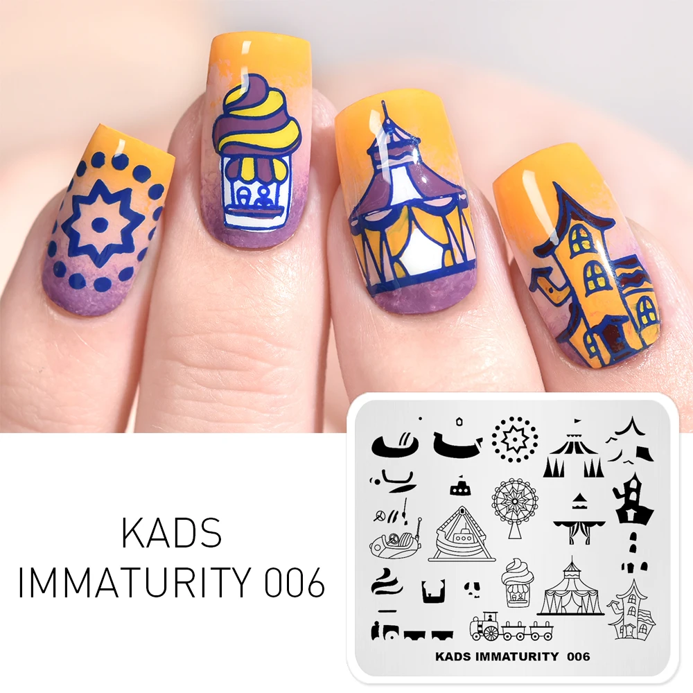 KADS Immaturity-006 Nail Stamping Plates Joyful Designs Art Stamp Template Image Plate DIY Manicure Accessories for Nails | Красота и