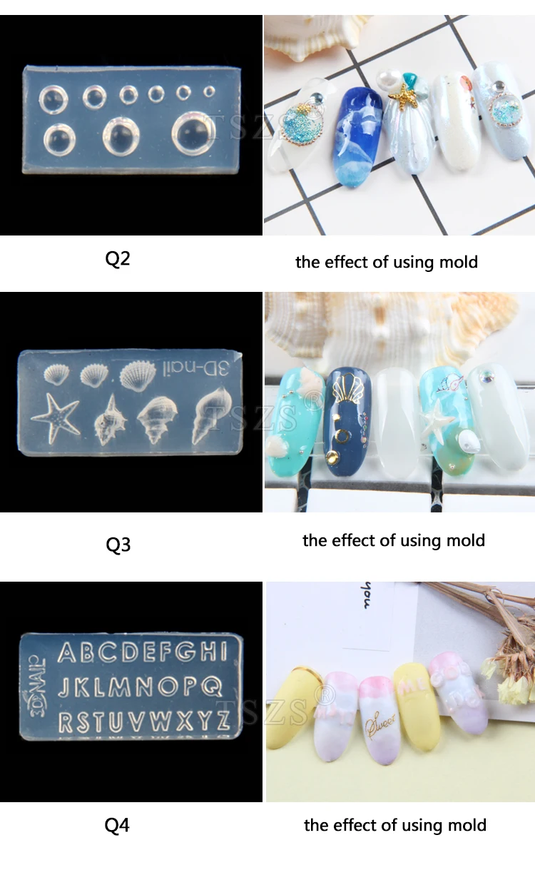 8 шт./лот Q серия(Q1-Q16) 3D смешанный дизайн акриловый дизайн ногтей плесень Советы Декор DIY Различные стили прозрачный