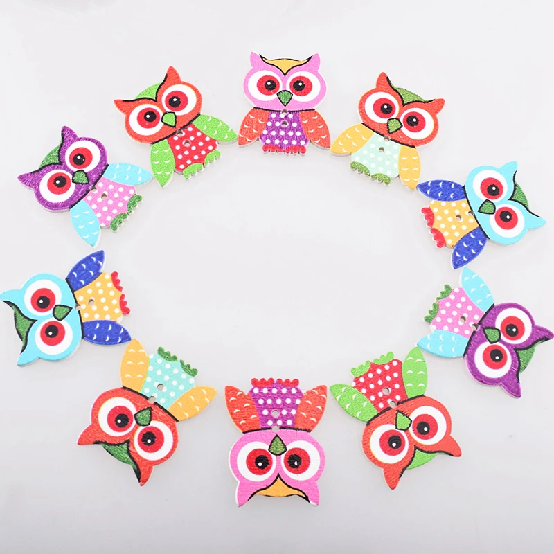 MoTiRo деревянные кнопки смешанные цвета серия Совы лоскутного