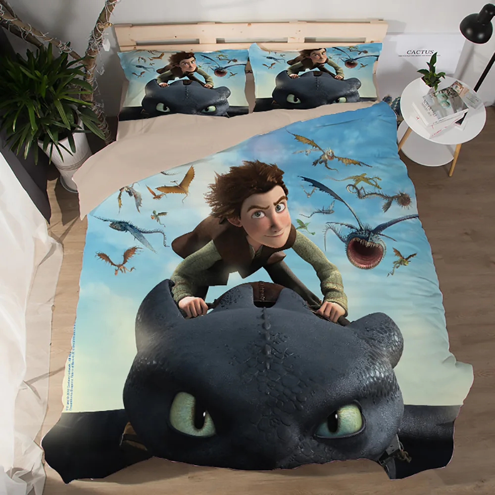 Как приручить дракона 3D комплект постельного белья Детская комната Декор пододеяльники наволочки одеяла комплекты постельного белья постельное белье