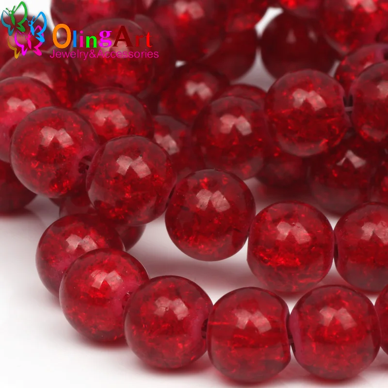 

OlingArt Glass Bead Red Round 10MM 30Pcs Crack Beads mix Crystal spacers DIY earring Bracelet necklace jewelry making 13#