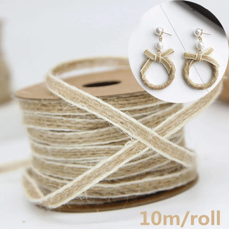 10 м/рулон джутовые кружева мешковины рулонов Hessian ленты Винтаж деревенский DIY ремесло тег этикетка повесить пеньковая веревка день рождения подарок посылка Dec