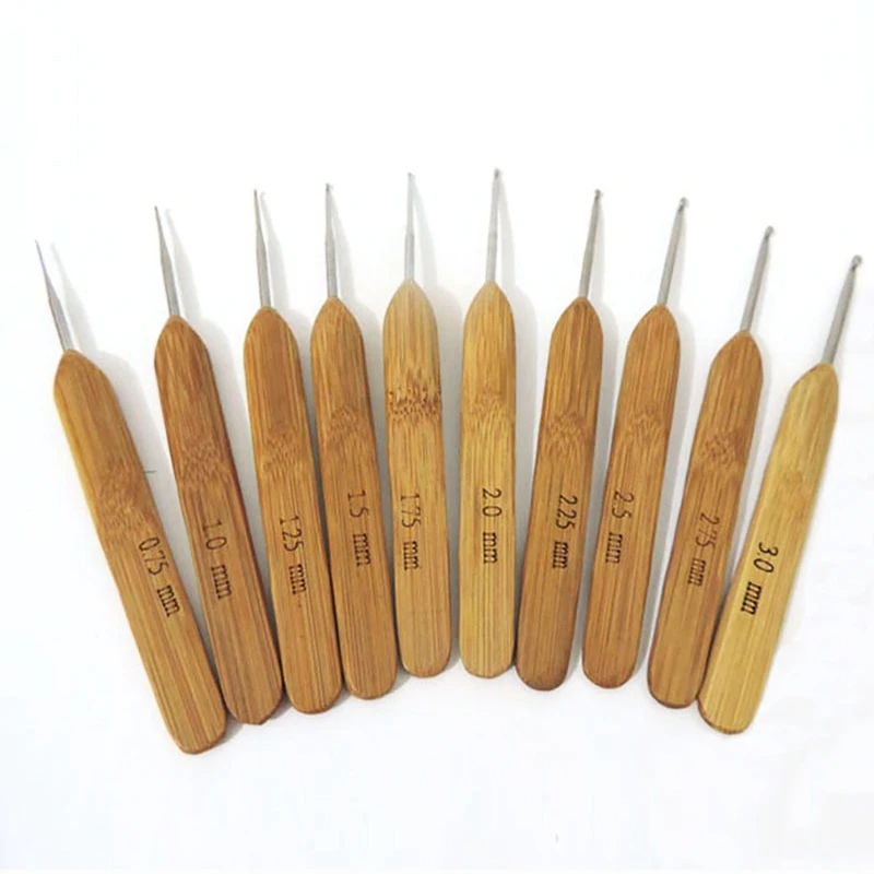 

10pcs/Set Bamboo Knitting Needles Set DIY Crochet Hook Set Handle Hooks Crochet Knitting Crochet Needle Tools Sewing Accessories