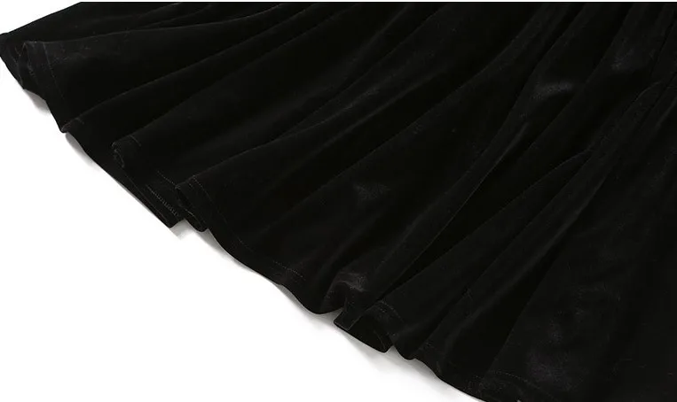 

Spring Autumn Dresses Women 2020 Casual Long Sleeve Dress Black Vintage Net yarn off shoulder Velvet Dress C103
