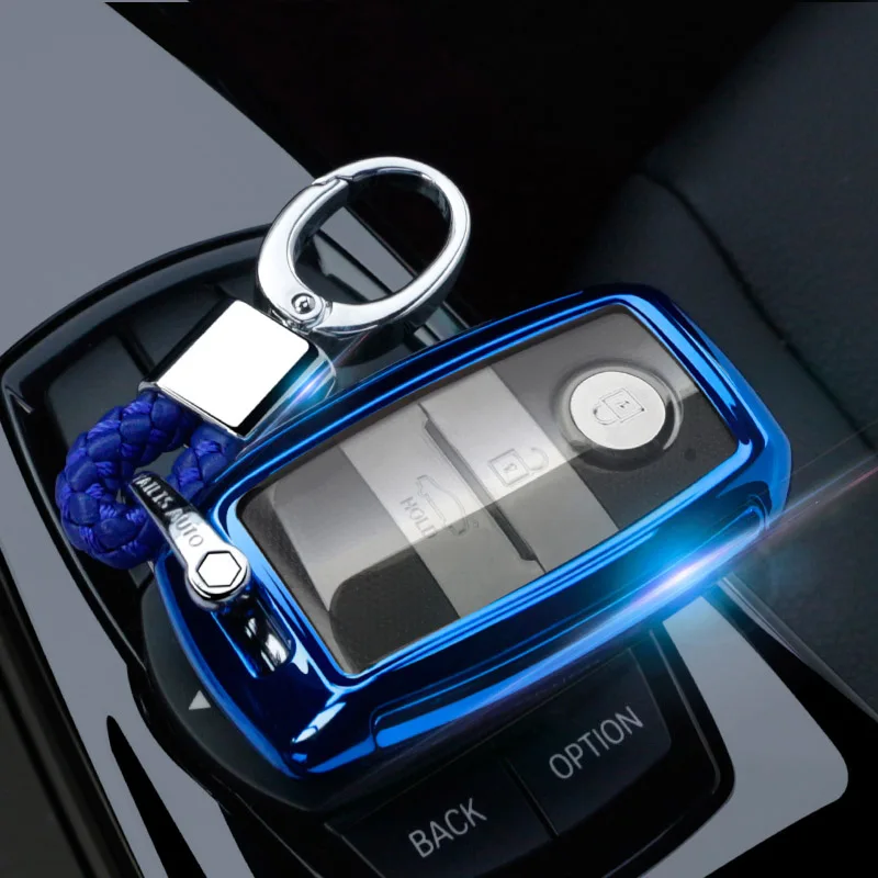 blue with buckle Чехол для автомобильного ключа, держатель для смарт-ключа, чехол для Kia KX3/KX5/K3S/RIO/Ceed/Cerato/Optima/K5/Sportage/Sorento, автомобильный Стайлинг L72 - Название цвета: blue with buckle
