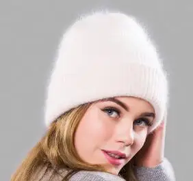 Lightpink Вязаные шапки из кроличьей шерсти, меховые шапки для женщин, настоящие меховые шапочки, одноцветные женские зимние шапки, tbsr498 - Цвет: Lightpink