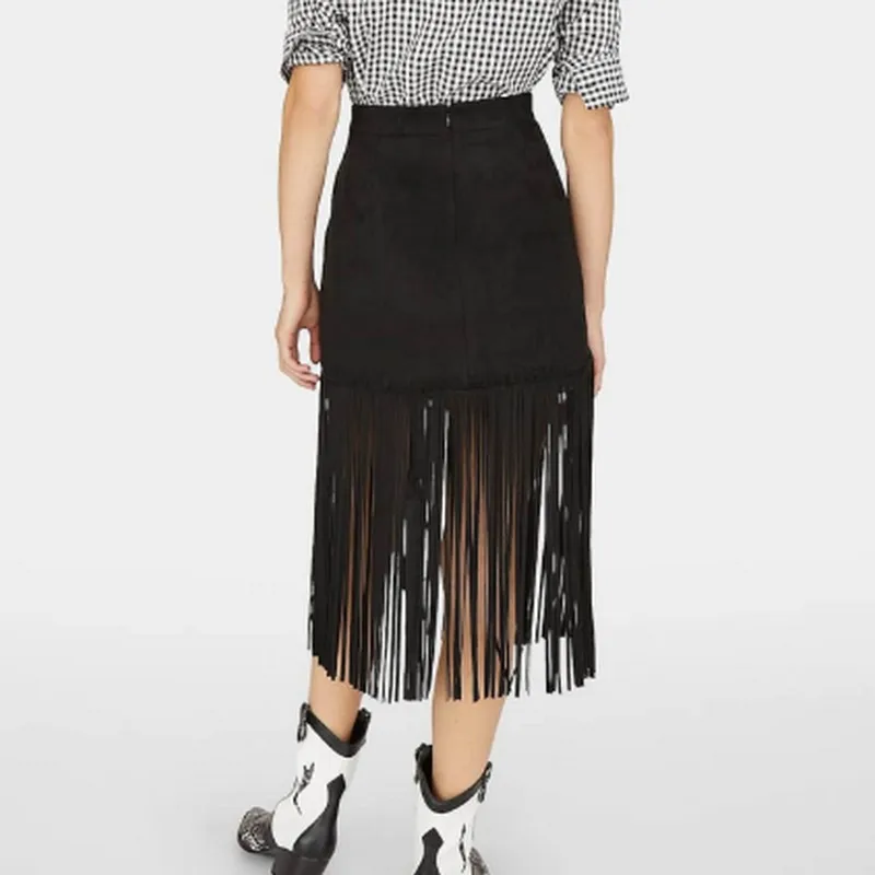 Женская юбка с кисточками для ночного клуба модная уличная одежда высокой талией