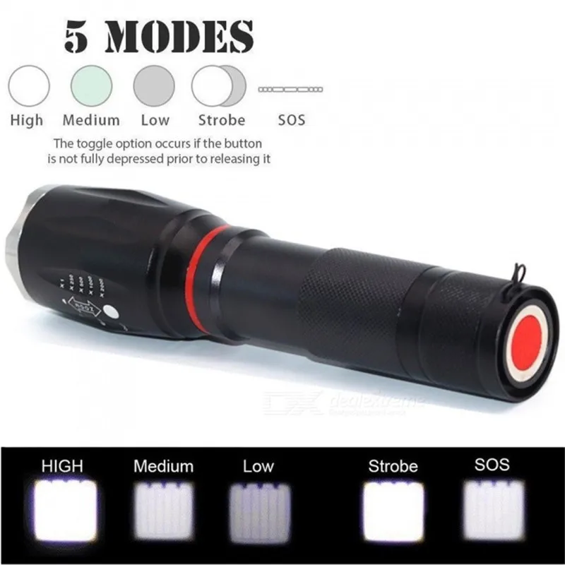 Новый CREE XML-T6 1000 люмен 18650/AAA 5 Режим Открытый зум прожектор факел охотничьи
