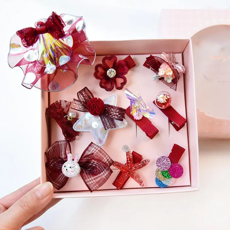 10 PCS NO BOX F06 Новые блестящие заколки для волос с блестками и бантами для маленьких девочек, заколки для волос с цветами, аксессуары для волос для маленьких принцесс, заколки для волос для маленьких девочек - Цвет: 10 PCS NO BOX F06