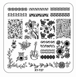 XY-T27 Пластиковые пластины для штамповки ногтей 6*6 см квадратные трафареты для штамповки ногтей инструменты 1 шт - Цвет: XY-T27