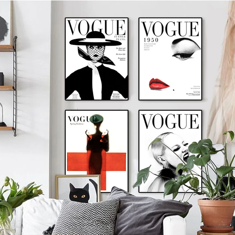 Nordic плакат Современная Мода 4 шт. холст стены искусства Портрет home decor VOGUE 1950