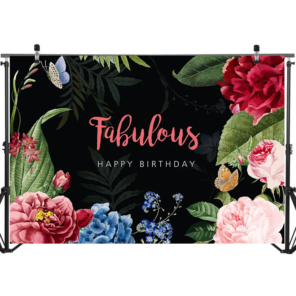 Фон с днем рождения Rad розовый синий цветочный фон для фотосъемки летние зеленые