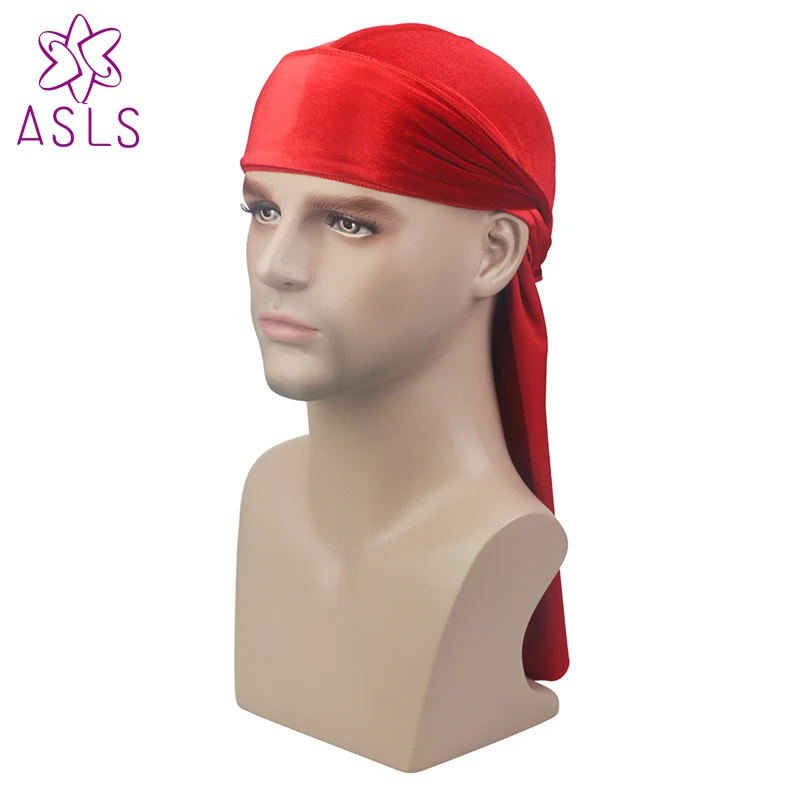 Новые роскошные для мужчин пространство бархат Durags Бандана тюрбан шляпы парики Doo Durag Байкер удлиненные бретели для нижнего белья стежка снаружи Durags