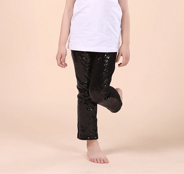 Черные леггинсы с блестками черные блестящие штаны для девочек малышей