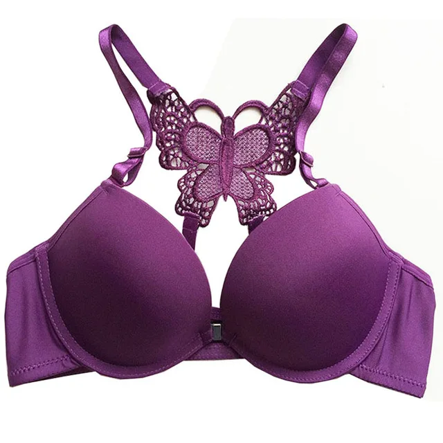 purple Push Up бюстгальтеры для женщин для нижнее бельё девочек бюстгальтер без косточек белье BH спереди закрытым siere Soutien ущелье бесшовный пикантный бюстгальтер Бюстгальтер лифчик modis белье женское бра бюстгалте - Цвет: purple
