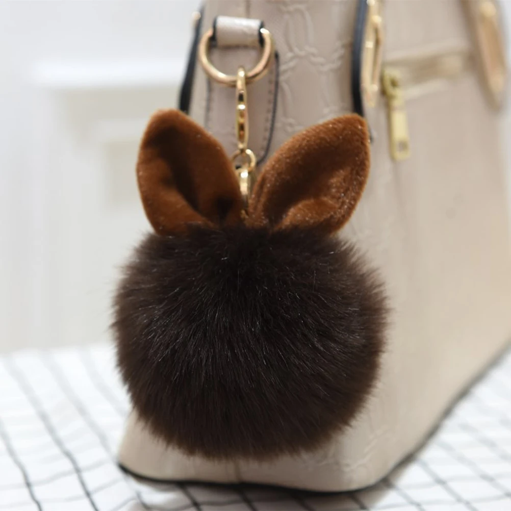 Симпатичный помпон мех мяч брелок кролик ухо подвеска для ключей сумок