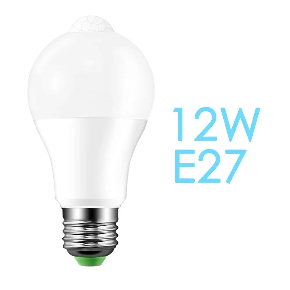 E27 12W cool white Светодиодная лампа пассивного инфракрасного движения Сенсор Лампа 220 V 110 V заката до рассвета лампочка E27 B22 IP42 с Сенсор Смарт лампочки 12Вт 18Вт оптические датчики день-ночь - Испускаемый цвет: E27 12W cool white