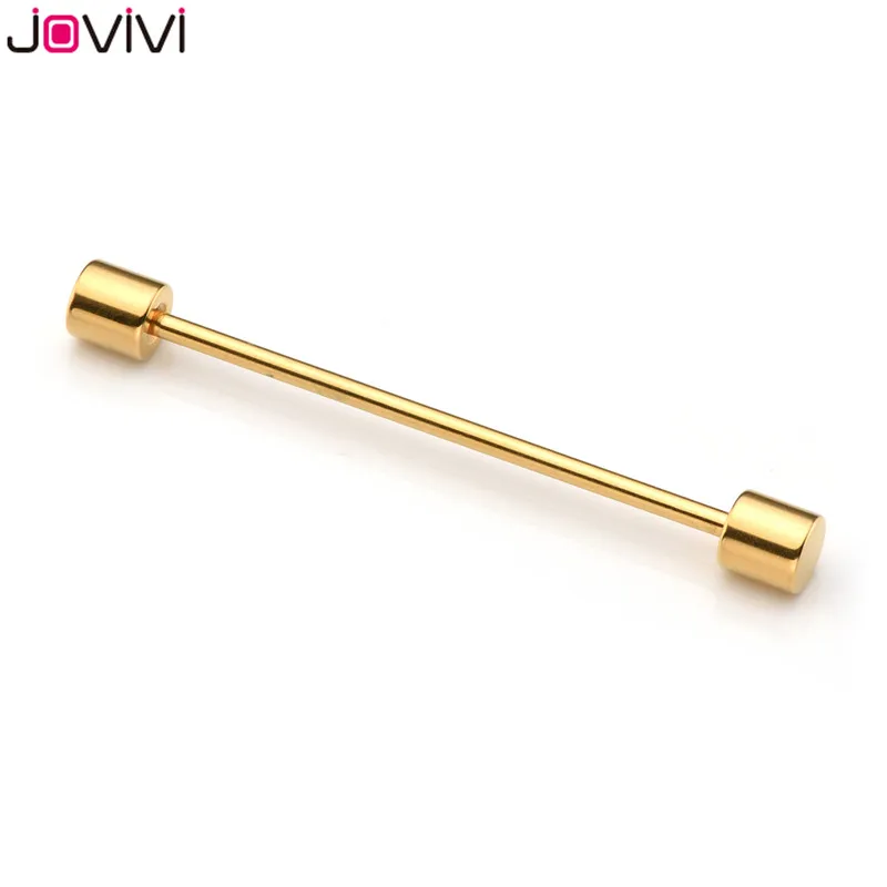 Jovivi 14 г нержавеющая сталь круглый Топ шпильки 37 мм Длинные Промышленные ушные штанги хрящевая спираль-раковины бар серьги гвоздики пирсинг