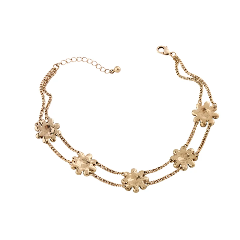 Синий белый цветок чокер с двойной цепочкой ожерелье Горячие продажи женские