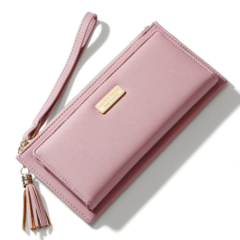 Dk Pink WEICHEN женские кошельки с кисточками, Много отделов, длинный женский кошелек, держатель для карт, карман для сотового телефона, Брендовые женские кошельки, Новинка - Цвет: Dk Pink