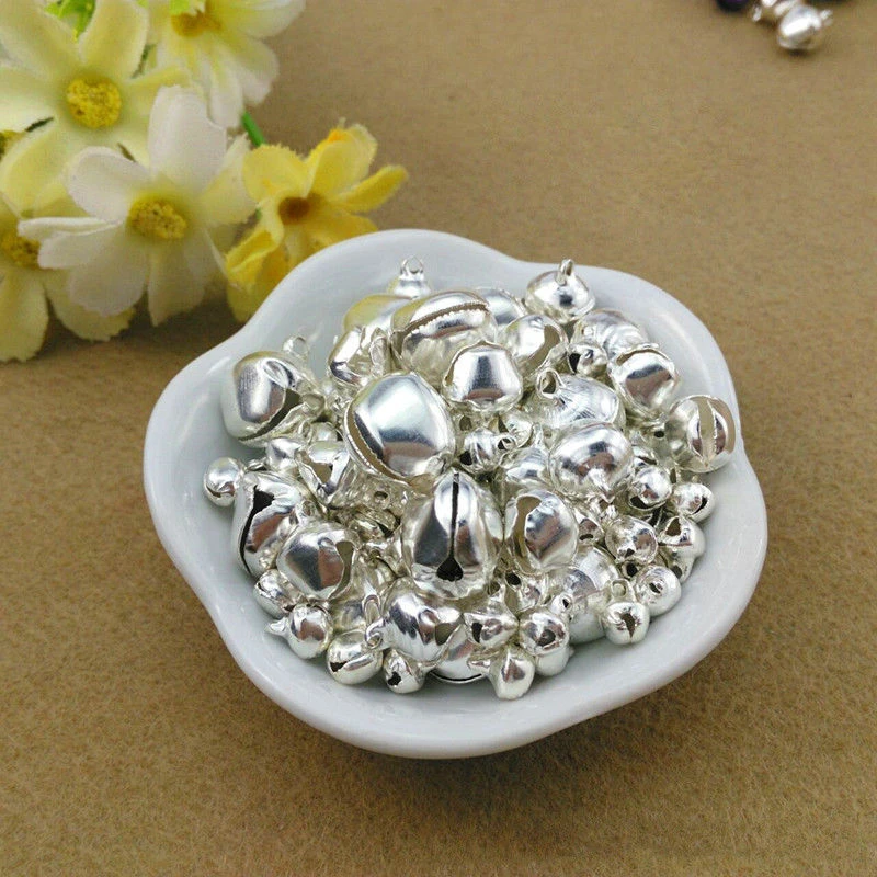 100pcs 18mm Mini Silver Christmas Tree Jingle Bell Ornament Decoration DIY Bracelet Anklets Necklace Accessories Decor | Дом и сад