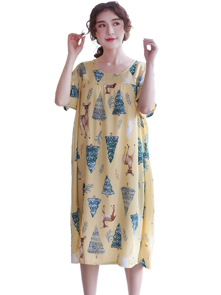 New Arrivals Vintage Sleepshirts Loose Home Dress Print Sleepwear Pregnant Women Sleep &amp Lounge Soft Cotton Nightgown Plus Size | Мать и