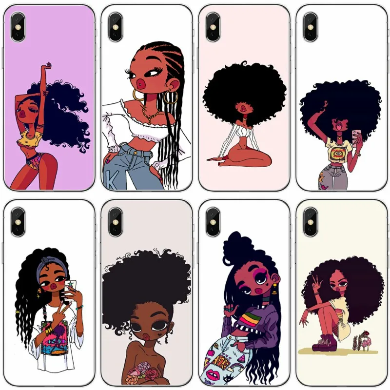 Мягкий силиконовый чехол для телефона iPhone 6 6plus 7 8plus 5 5S 5C SE X XS XR Max Afro Black Girl Magic