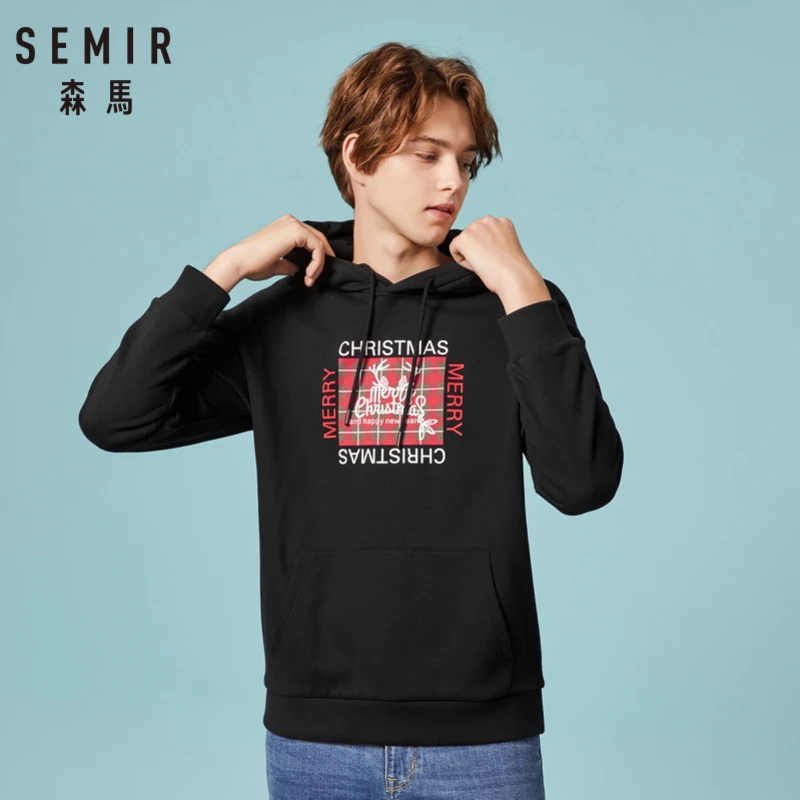 SEMIR мужская толстовка с капюшоном мотивом пуловер карманом-кенгуру эластичный