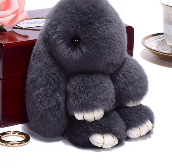 5 шт. пушистый искусственный мех кролика рекс брелок помпон кролик брелок для женщин брелок заяц автомобиль брелок куклы сумка ювелирное изделие в подарок с подвесками - Цвет: 8