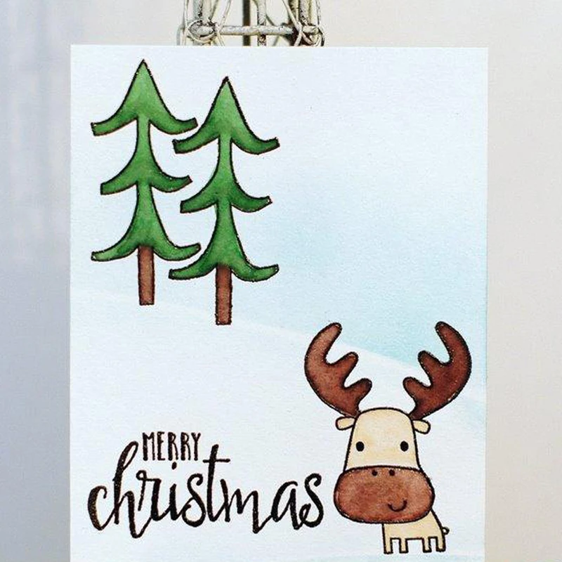Счастливое Рождество Moose прозрачный силиконовый штамп для DIY скрапбукинга/фото