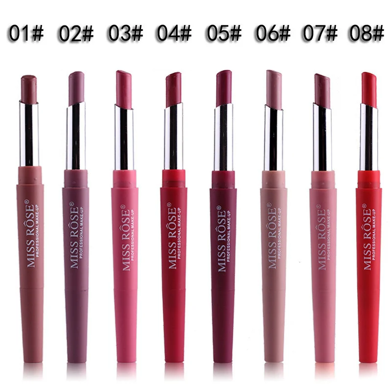 MISS ROSE оптовая продажа 14 шт./лот Двойные головки водостойкая матовая губная помада